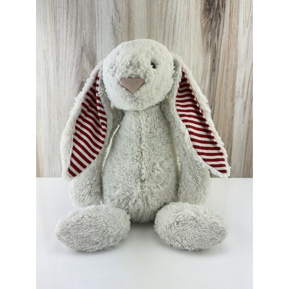 Jellycat Bashful Candy Stripe Bunny Rabbit Plush Stuffed Red White Striped Ears